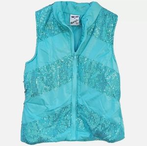 GIRLS BELLE DU TOUR  SIZE X-Large SEQUIN VEST AQUA